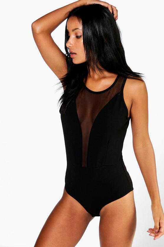 Annie Mesh Plunge Bodysuit